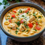 Creamy Parmesan Cajun Chicken Pasta Soup