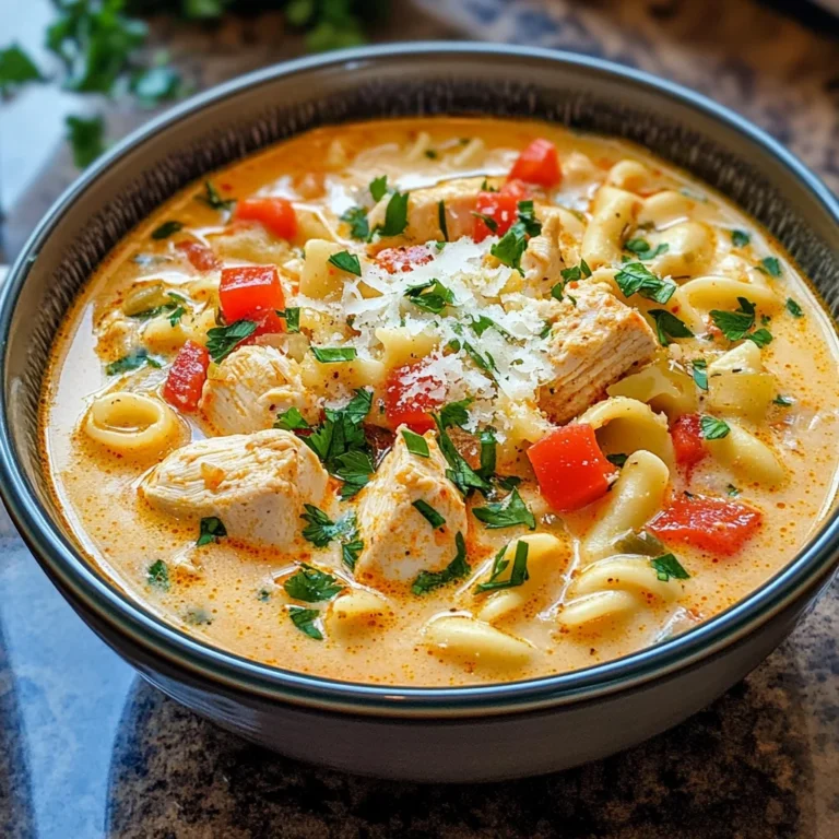 Creamy Parmesan Cajun Chicken Pasta Soup