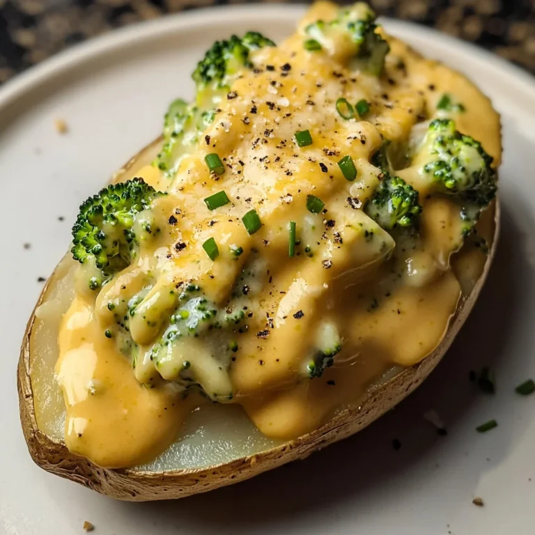 Cheesy Baked Potatoes with Broccoli Cheese Sauce
