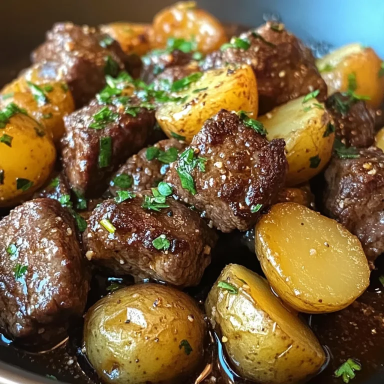 Garlic Butter Beef Bites with Potatoes