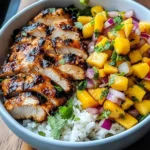 Jerk Chicken Bowls with Mango Salsa and Coconut Rice