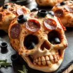 Cheesy Halloween Pizza Skulls