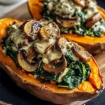 Creamy Mushroom and Spinach Stuffed Sweet Potatoes