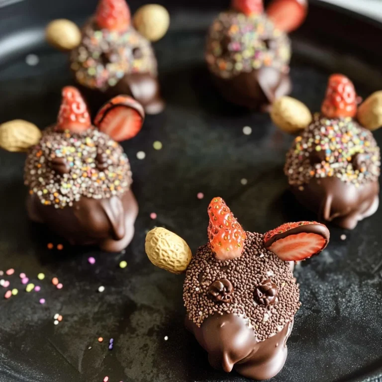 Halloween Dessert - Strawberry and Chocolate fudge mice