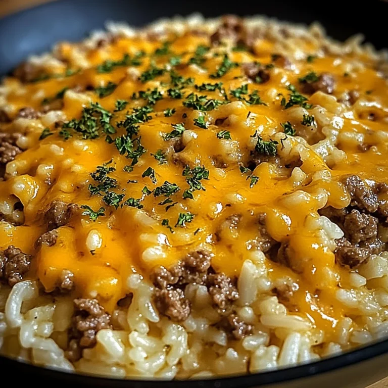 Garlic Butter Beef and Rice Skillet with Cheddar Parmesan Sauce