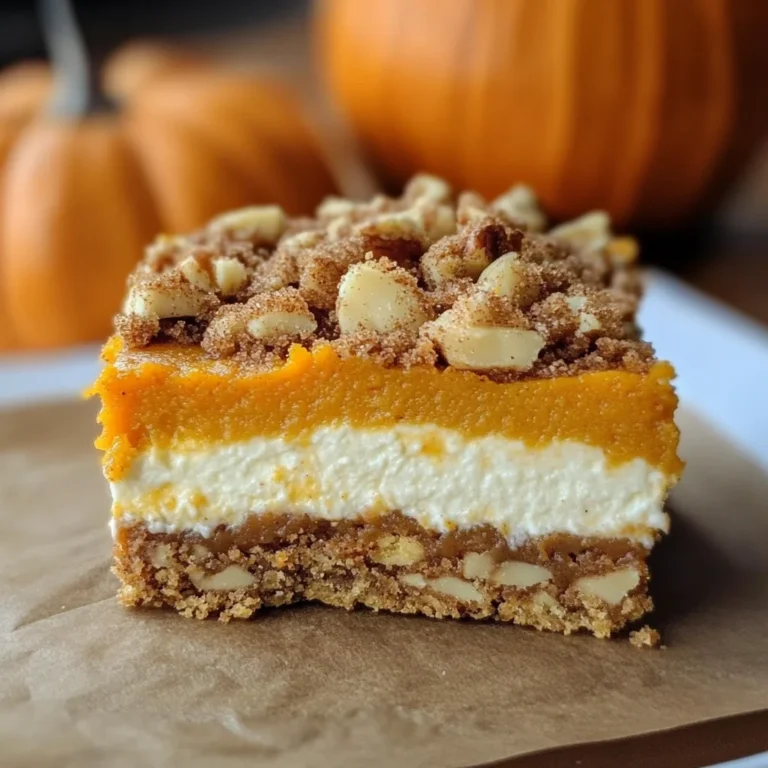 Pumpkin Cheesecake Bars with Walnut Crust and Streusel Topping