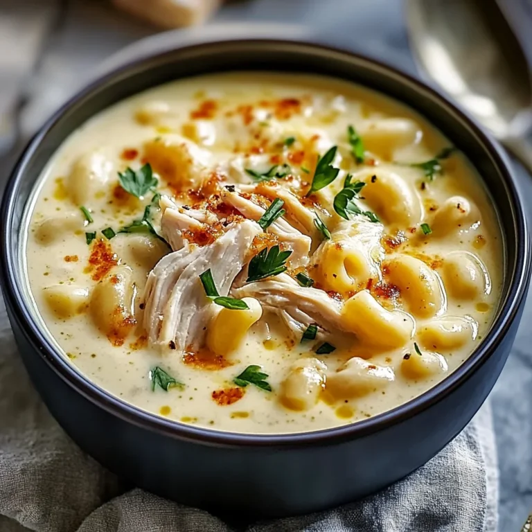 Creamy Chicken Macaroni Cheese Soup